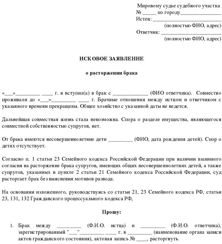 Мировой суд подача иска. Заявление о расторжении брака ответчика образец. Заявление о разводе в мировой суд. Заявление о расторжении брака мировому судье образец. Заявление о расторжении брака с детьми без алиментов.