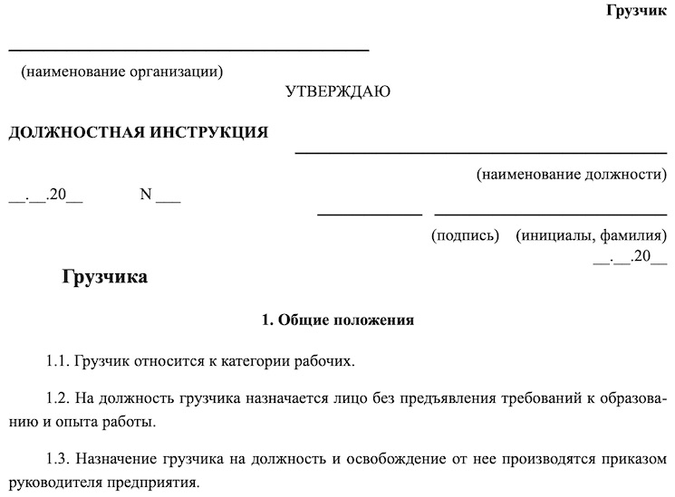 Образец должностной инструкции 2024 года